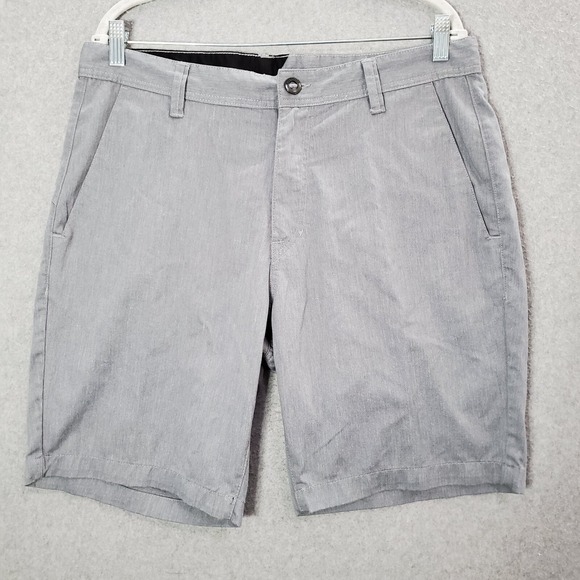 Volcom Men Shorts 34 Gray Chino Logo Embroidered Skate True To This - Picture 1 of 6